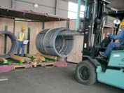 Loading a container with steel wire rod 