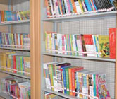 Some of the many books donated to the newly established library