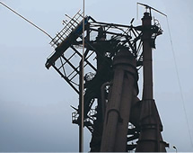 The top of the Huachipato blast furnace after being damaged by the earthquake