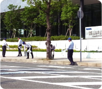 Cleanup in front of head office