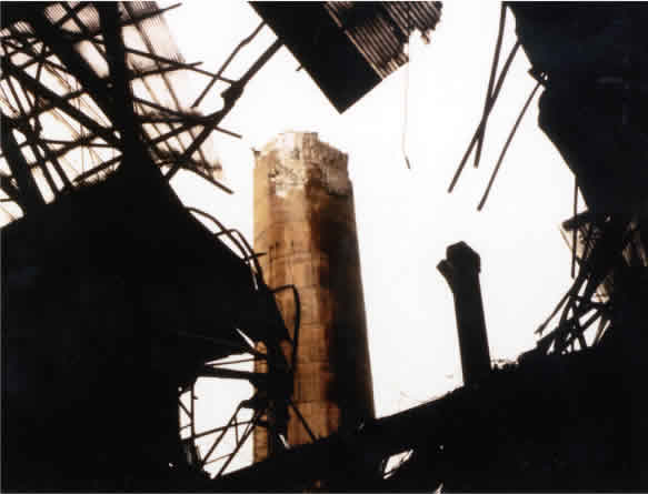 The damaged No. 7 Wire Rod Mill at Kobe Works