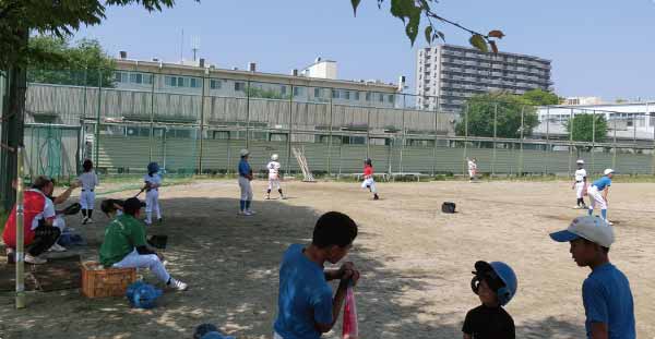 Little league baseball practice at the Ibaraki Plant
