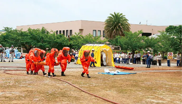 Joint drill with the Kobe Fire Department
