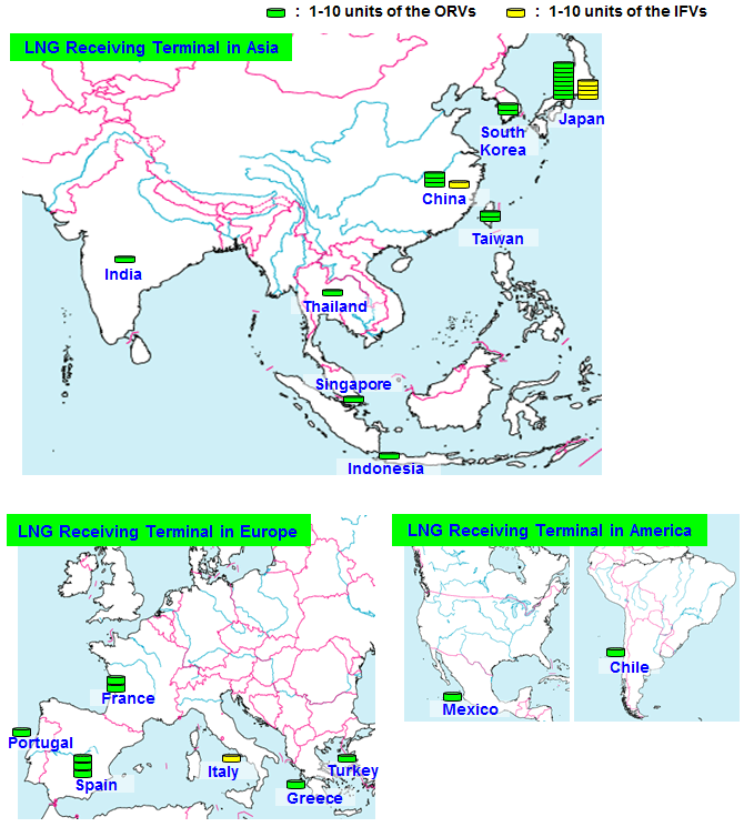 LNG Receiving Terminal in Asia, Europe and Americas