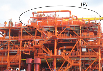 Kobe Steel's intermediate fluid LNG vaporizer (IFV) on “FSRU Toscana”