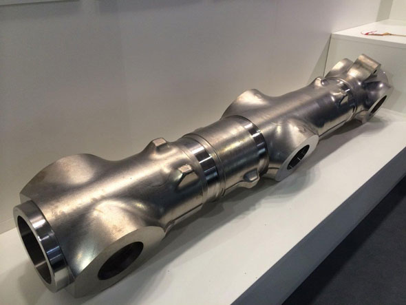 Kobe Steel’s titanium forged part on display at the Farnborough International Airshow