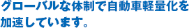 グローバルな体制で自動車軽量化を加速しています。