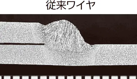 従来ワイヤの止端形状の図