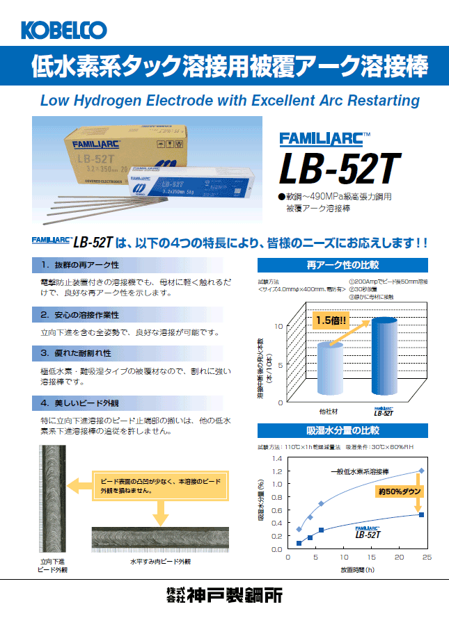 低水素系タック溶接用被覆アーク溶接棒 FAMILIARC™ LB-52T