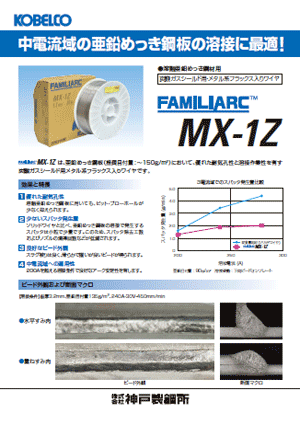 FAMILIARC™ MX-1Z　中電流域の亜鉛めっき鋼板溶接用